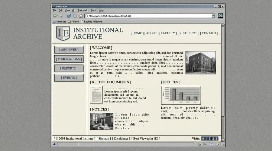 Exemplo de site antigo e desatualizado