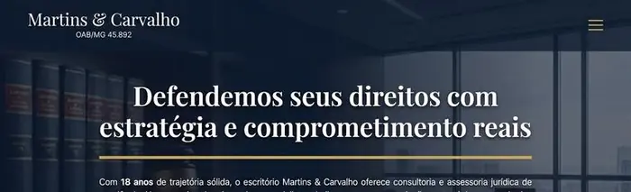 Captura de tela do site Martins & Carvalho Advogados